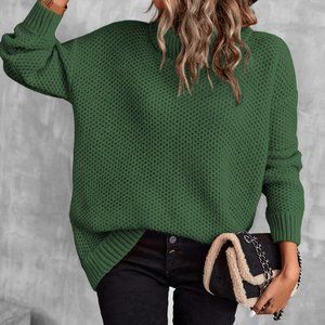Green Preppy Womens turtleneck Sweater